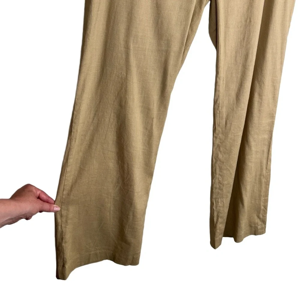 Banana Republic Martin Pants 10 Khaki Straight Linen Stretch Classic Coastal‎
